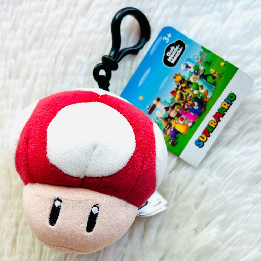 Mochi Mochi Super Mario Mushroom Plush Clip on Keychain New-Super Mushroom Small